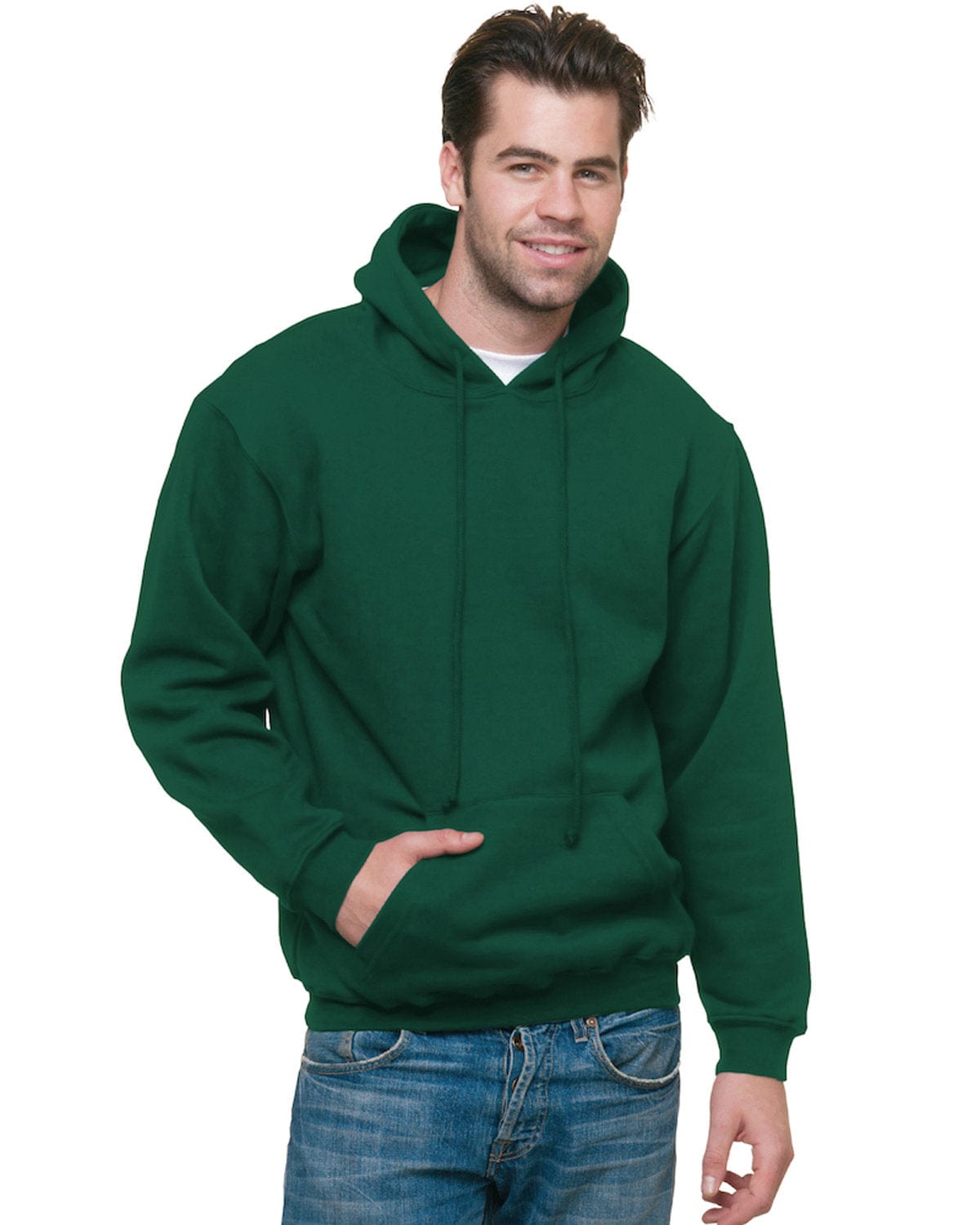 Bayside Sweatshirts/Fleece S / Hunter Green Bayside BA960: Adult 9.5 oz., 80/20 Pullover Hooded Sweatshirt
