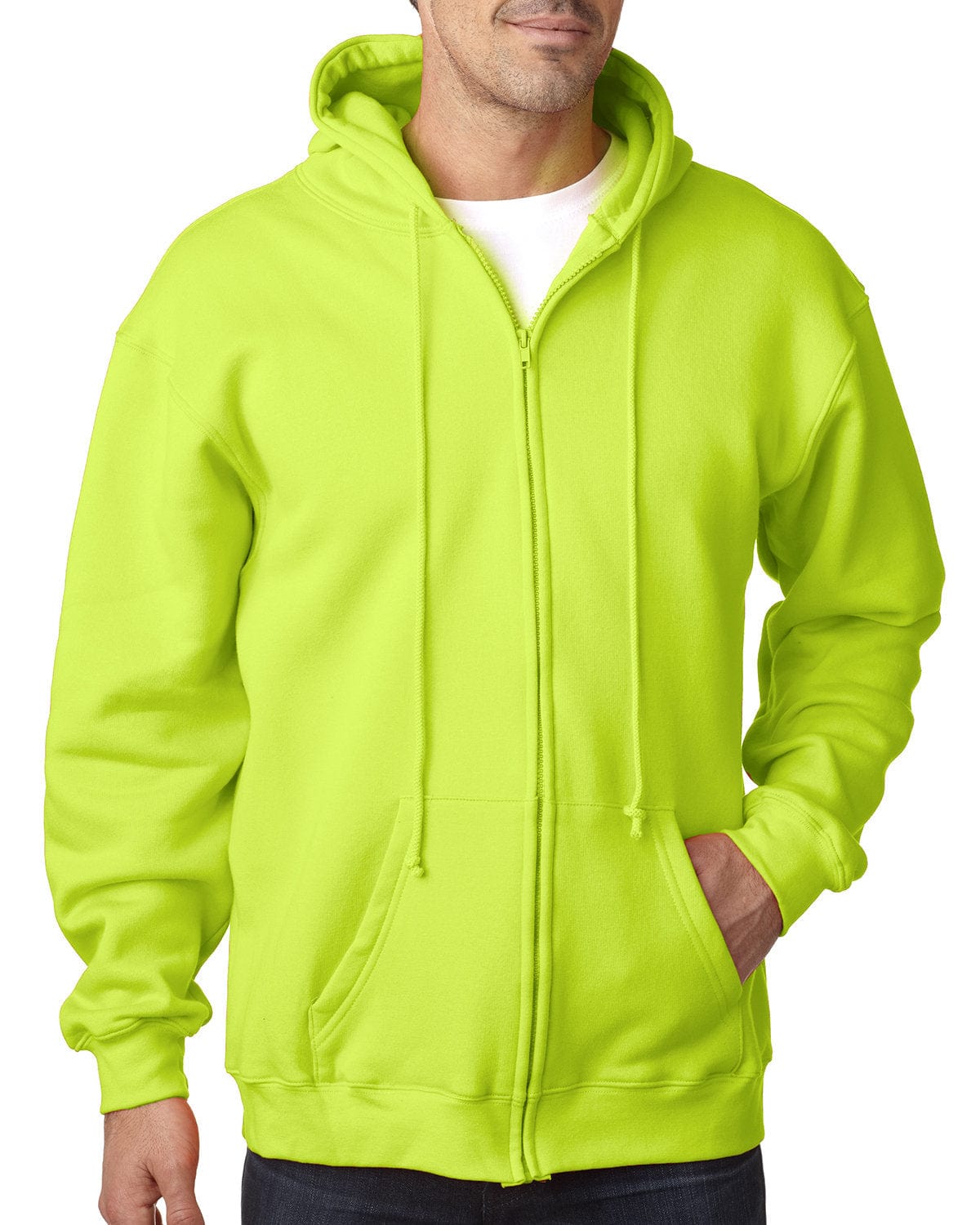 Bayside Sweatshirts/Fleece S / Lime Green Bayside BA900: Adult  9.5oz., 80% cotton/20% polyester Full-Zip Hooded Sweatshirt