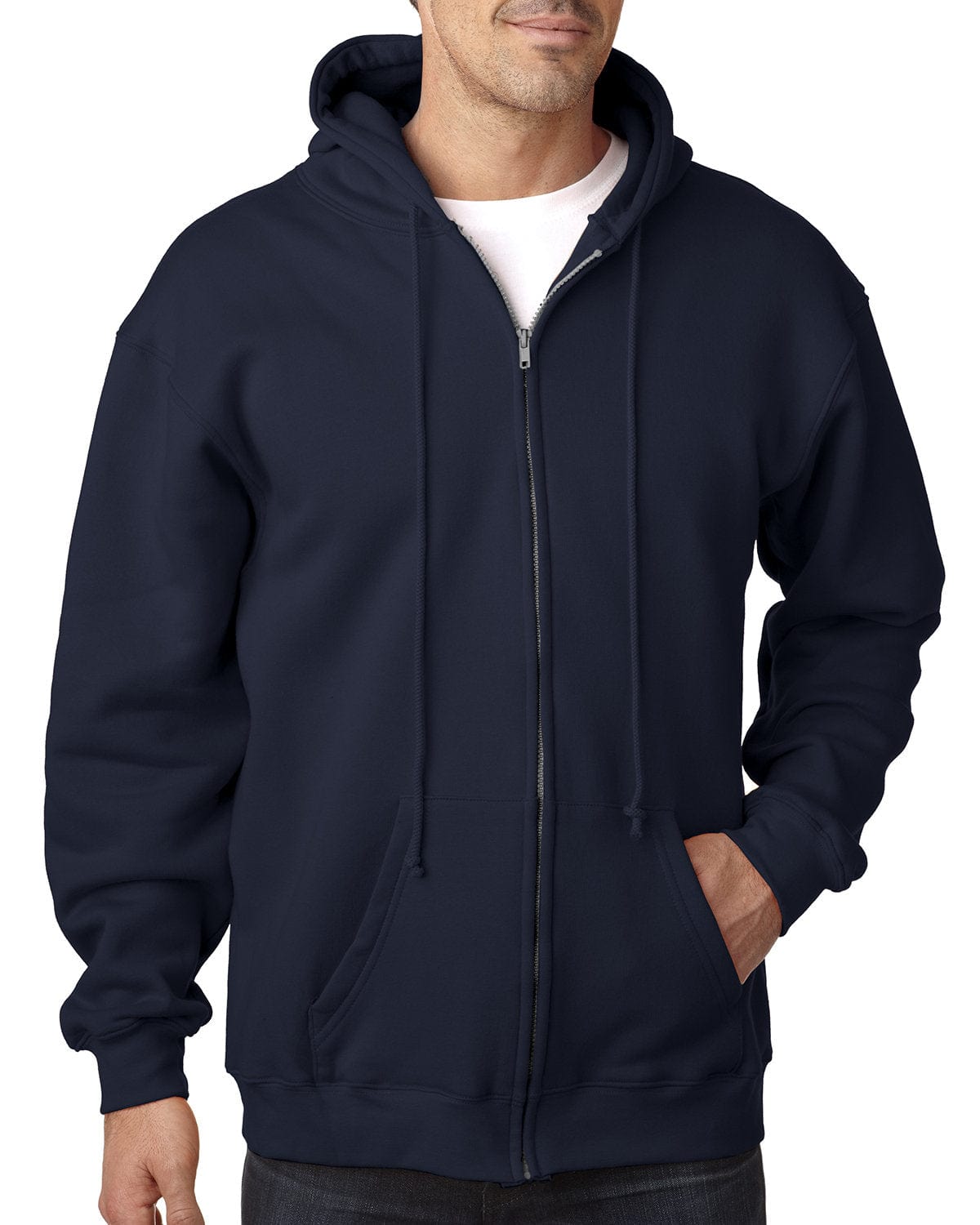 Bayside Sweatshirts/Fleece S / Navy Bayside BA900: Adult  9.5oz., 80% cotton/20% polyester Full-Zip Hooded Sweatshirt