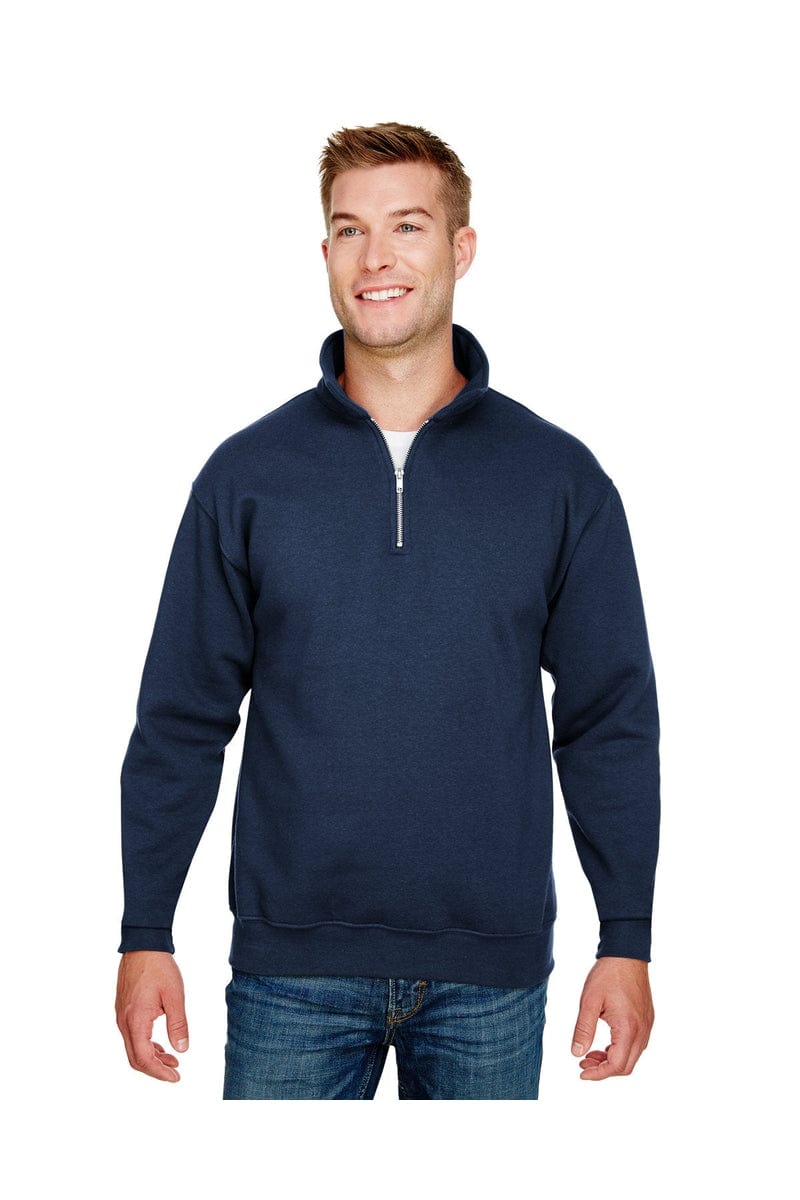 Bayside Sweatshirts/Fleece S / Navy Bayside BA920: Unisex 9.5 oz., 80/20 Quarter-Zip Pullover Hooded Sweatshirt