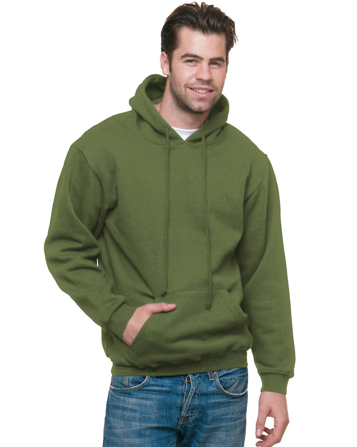 Bayside Sweatshirts/Fleece S / Olive Bayside BA960: Adult 9.5 oz., 80/20 Pullover Hooded Sweatshirt