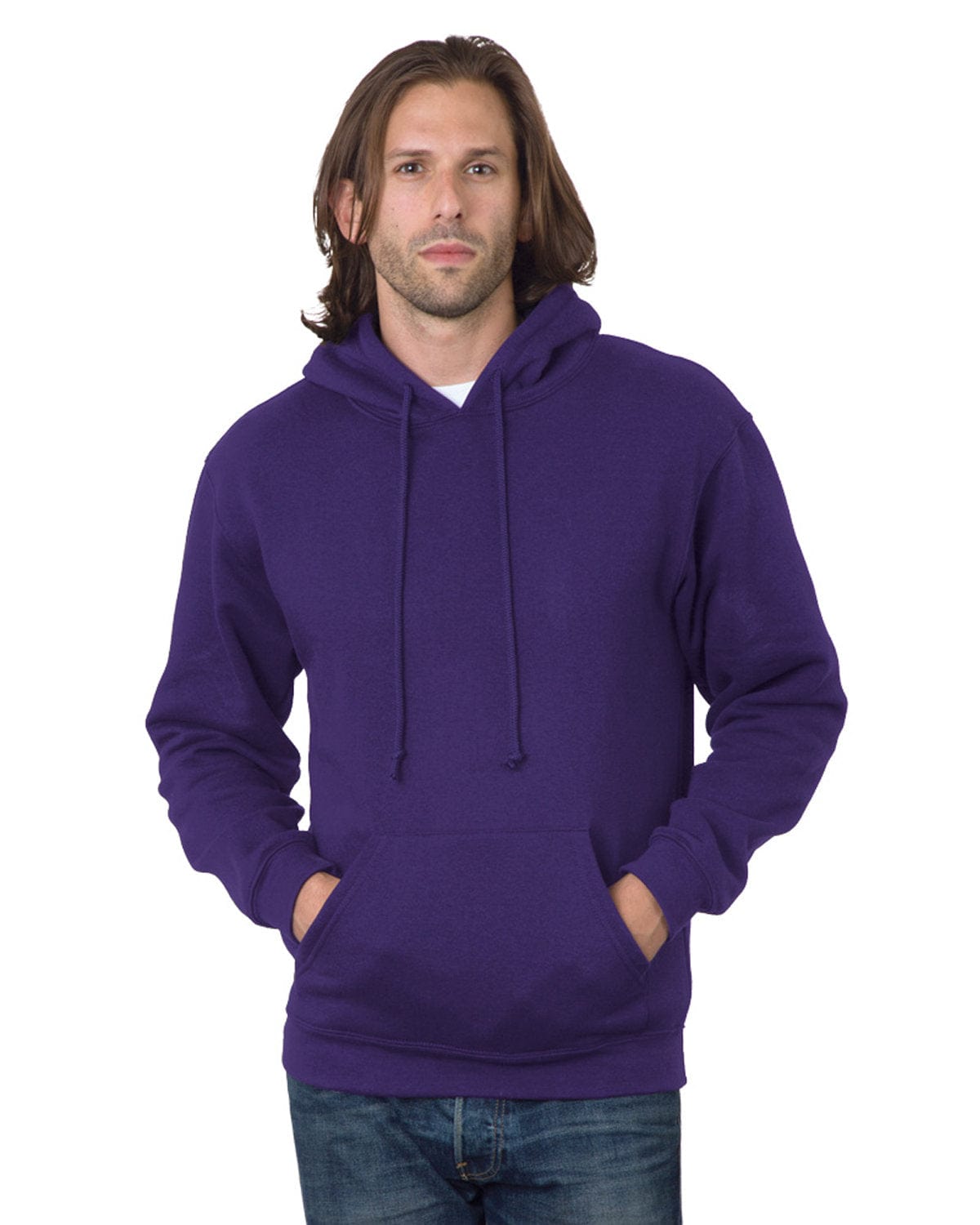 Bayside Sweatshirts/Fleece S / Purple Bayside BA960: Adult 9.5 oz., 80/20 Pullover Hooded Sweatshirt