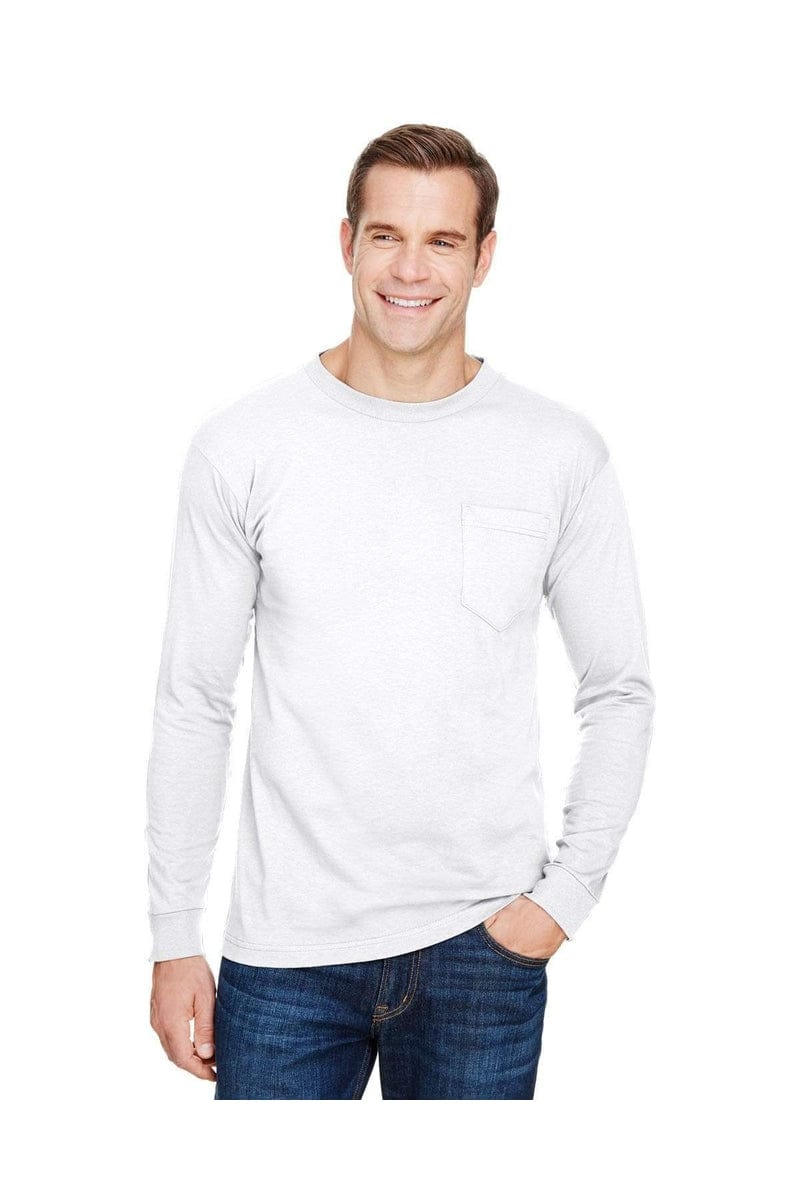 Bayside T-Shirts Bayside BA3055: Unisex Union-Made Long-Sleeve Pocket Crew T-Shirt