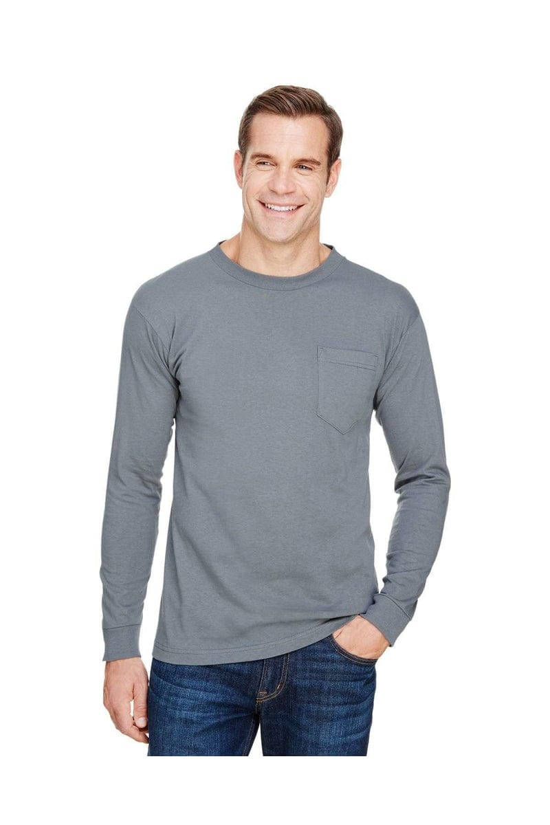 Bayside T-Shirts Bayside BA3055: Unisex Union-Made Long-Sleeve Pocket Crew T-Shirt