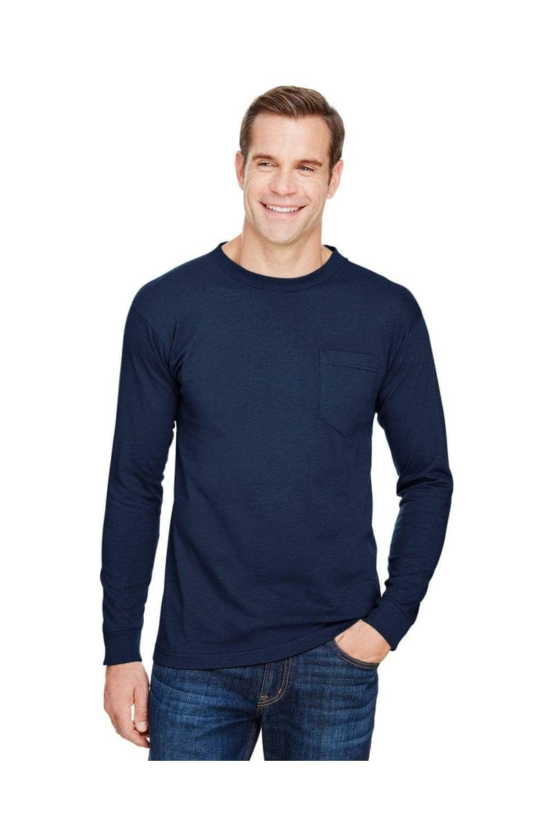Bayside T-Shirts Bayside BA3055: Unisex Union-Made Long-Sleeve Pocket Crew T-Shirt