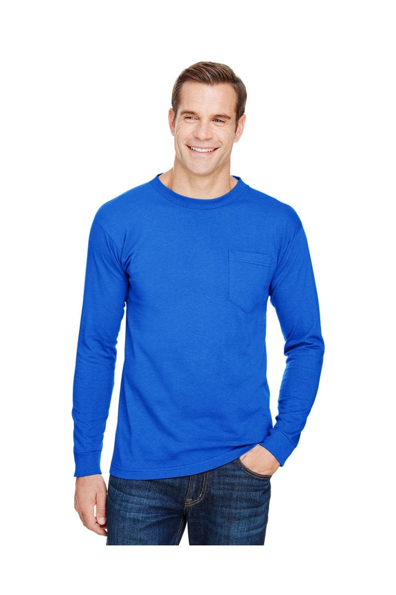 Bayside T-Shirts Bayside BA3055: Unisex Union-Made Long-Sleeve Pocket Crew T-Shirt