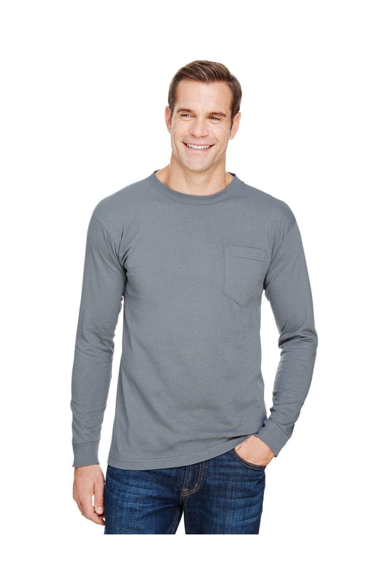 Bayside T-Shirts Bayside BA3055: Unisex Union-Made Long-Sleeve Pocket Crew T-Shirt
