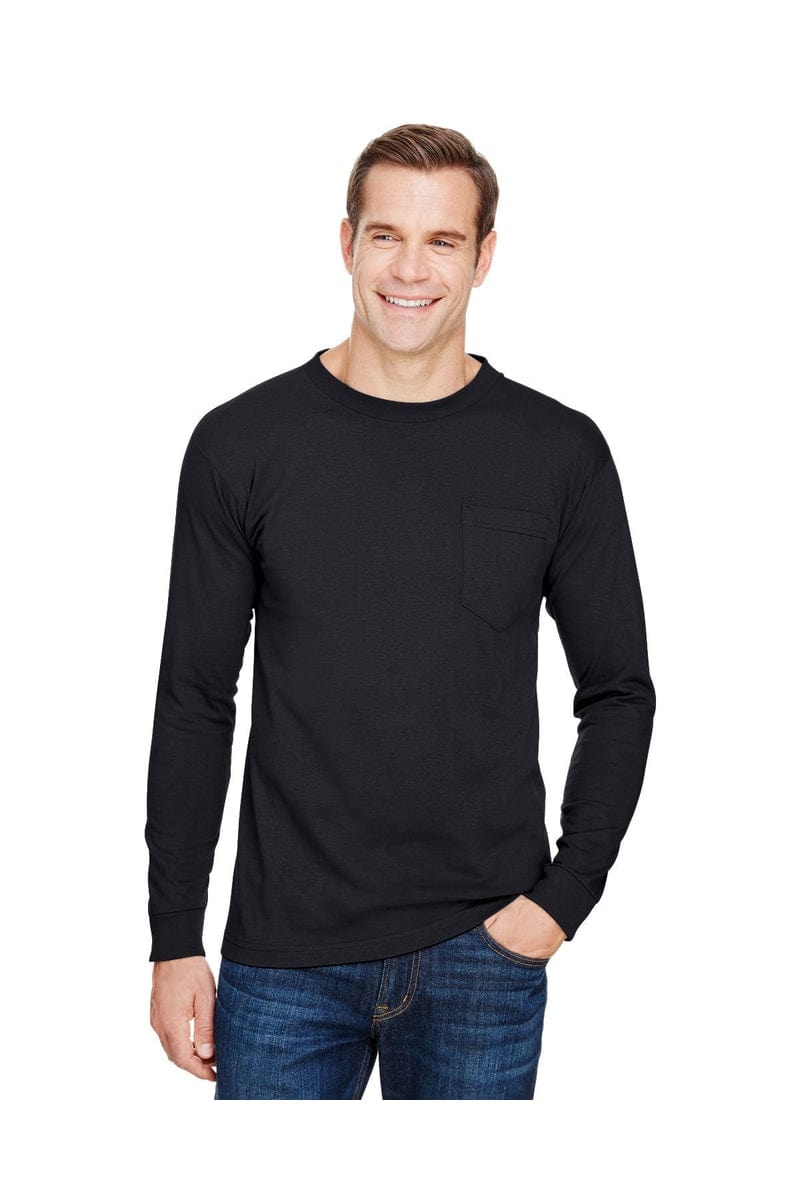 Bayside T-Shirts Bayside BA3055: Unisex Union-Made Long-Sleeve Pocket Crew T-Shirt