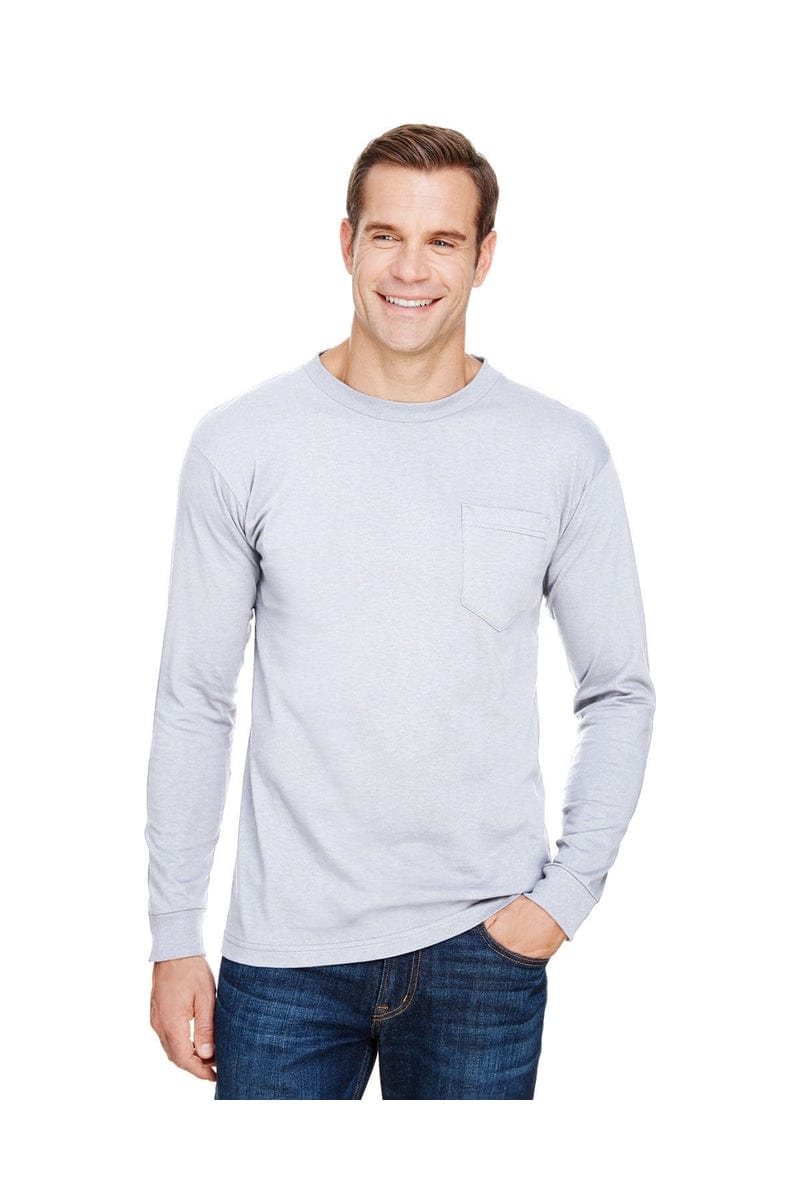 Bayside T-Shirts Bayside BA3055: Unisex Union-Made Long-Sleeve Pocket Crew T-Shirt