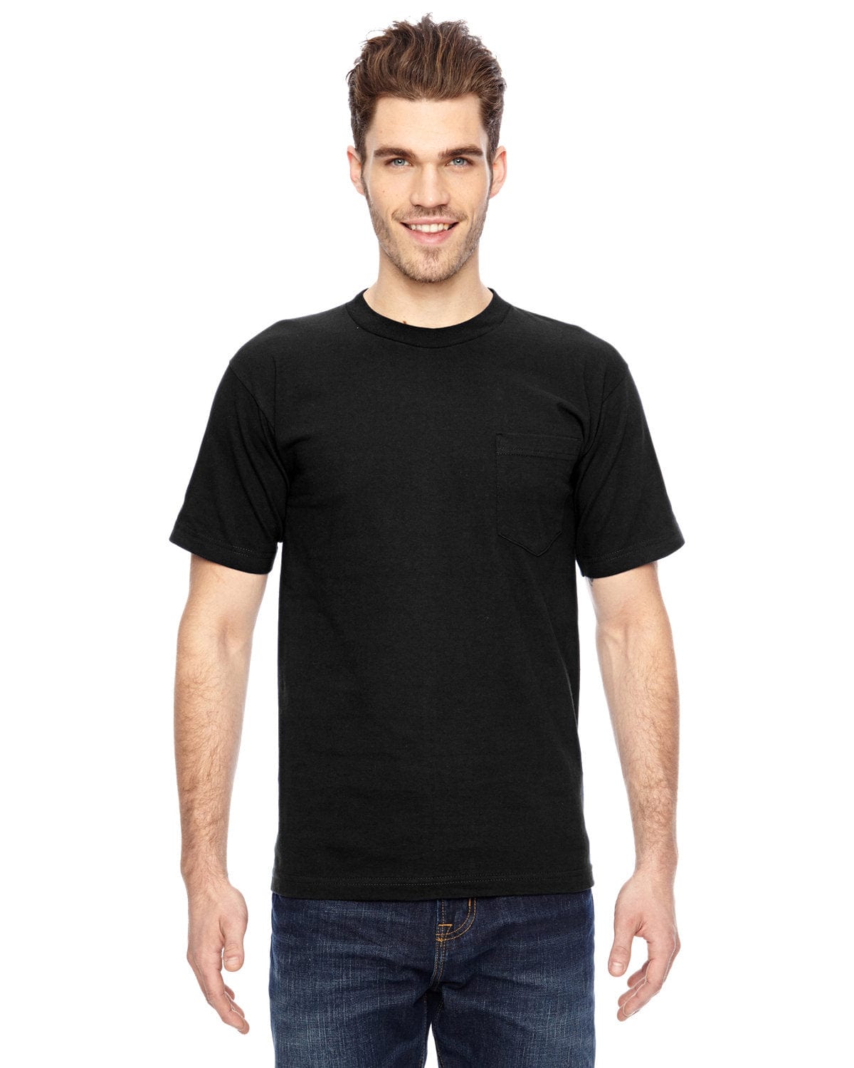 Bayside T-Shirts S / Black Bayside BA7100: Adult 6.1 oz., 100% Cotton Pocket T-Shirt
