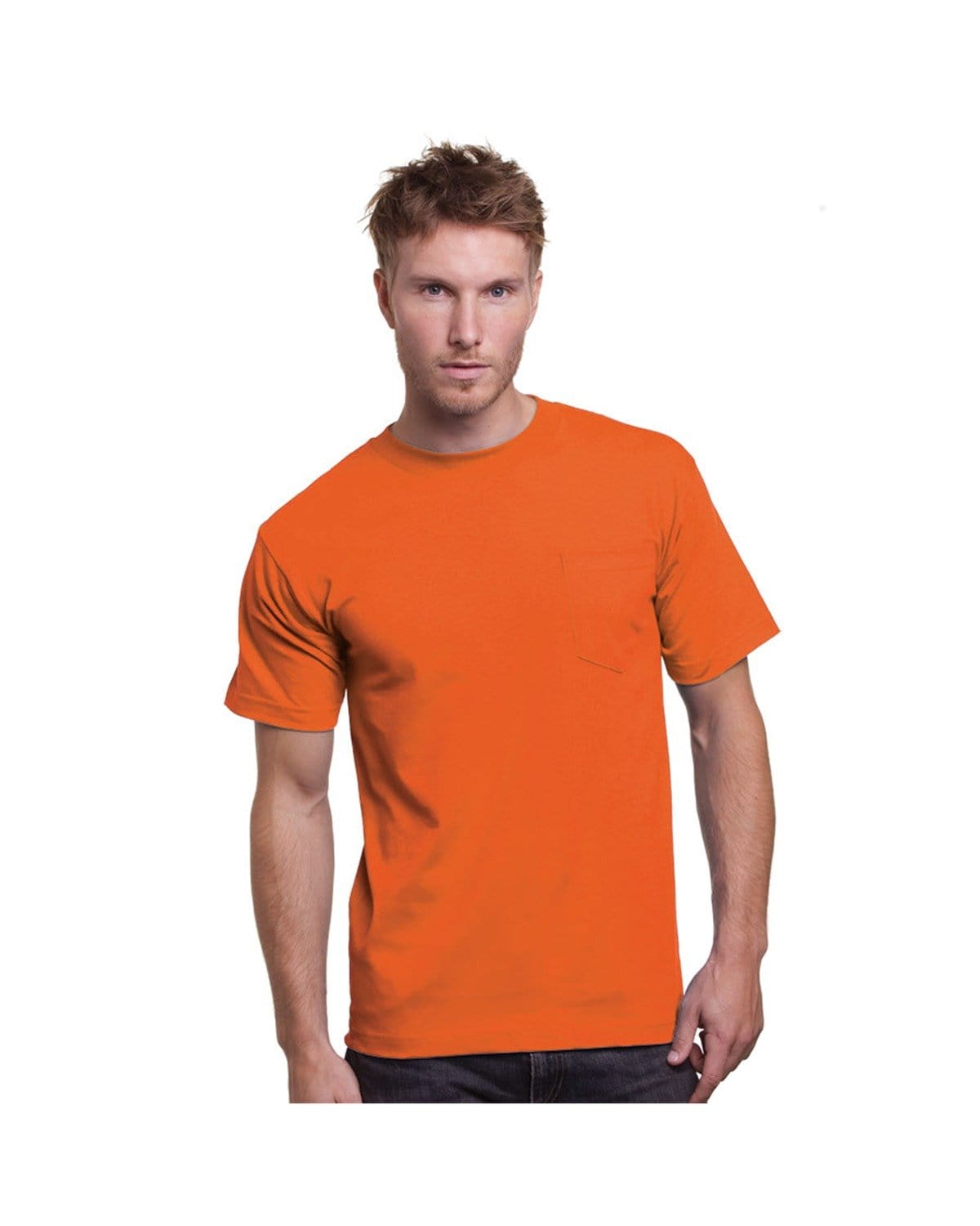 Bayside T-Shirts S / Bright Orange Bayside BA3015: Adult 6.1 oz., Cotton Pocket T-Shirt