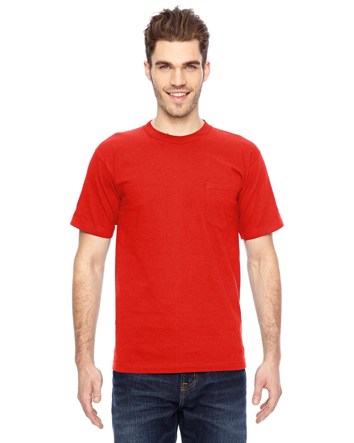 Bayside T-Shirts S / Bright Orange Bayside BA7100: Adult 6.1 oz., 100% Cotton Pocket T-Shirt, Basic Colors