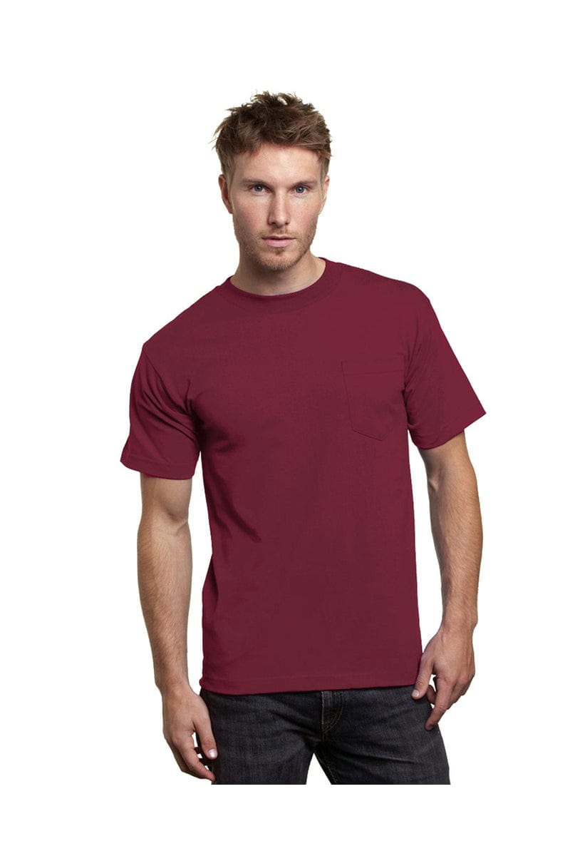 Bayside T-Shirts S / Burgundy Bayside BA7100: Adult 6.1 oz., 100% Cotton Pocket T-Shirt, Basic Colors
