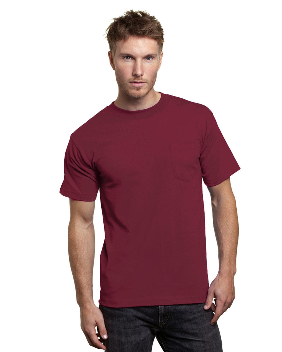 Bayside T-Shirts S / Burgundy Bayside BA7100: Adult 6.1 oz., 100% Cotton Pocket T-Shirt, Basic Colors