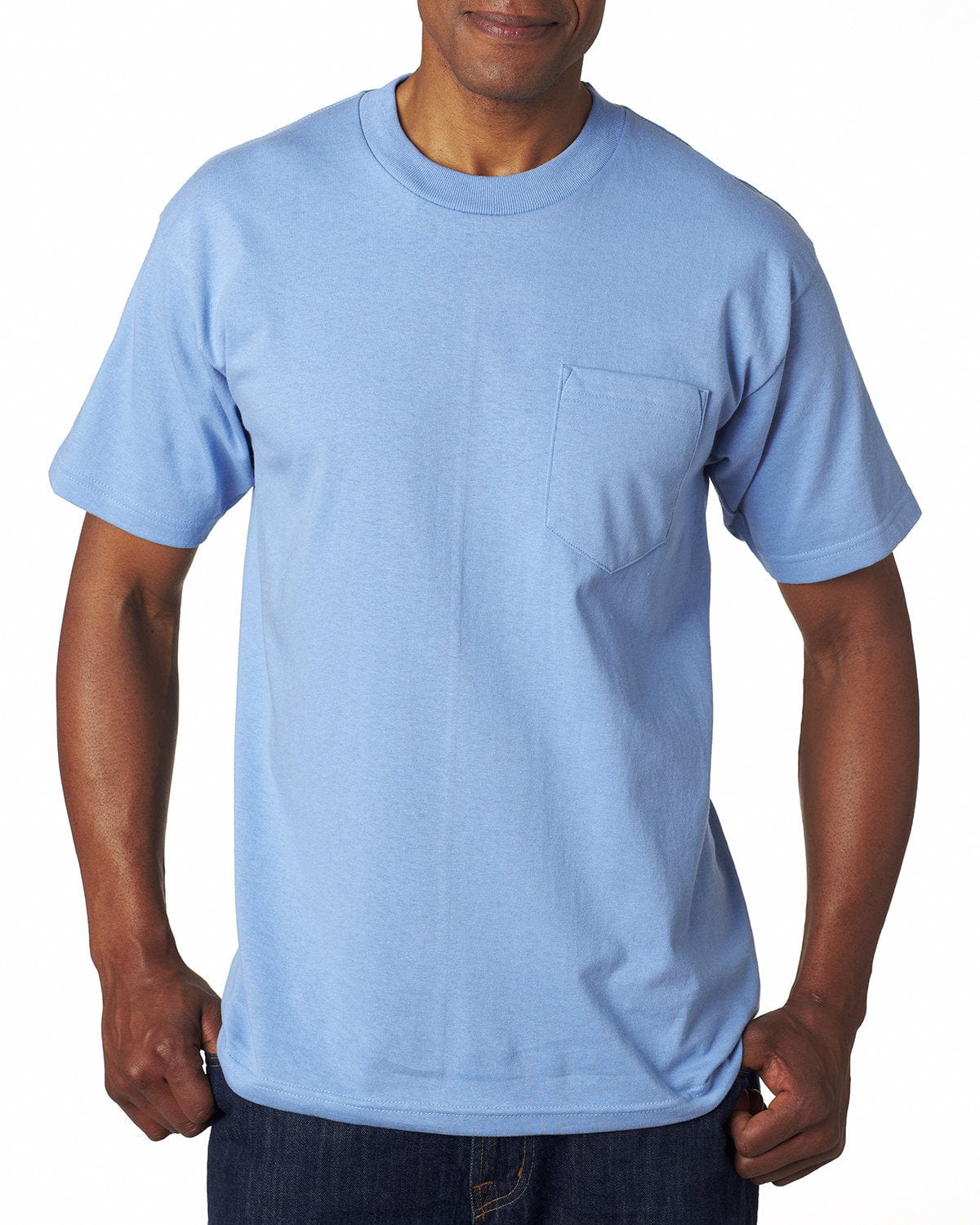 Bayside T-Shirts S / Carolina Blue Bayside BA7100: Adult 6.1 oz., 100% Cotton Pocket T-Shirt