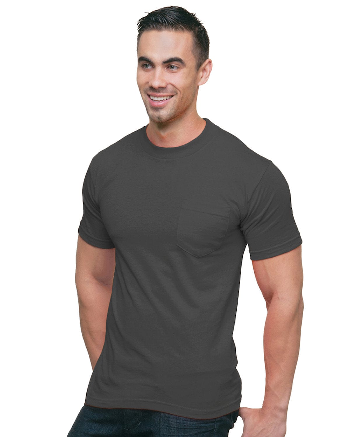 Bayside T-Shirts S / Charcoal Bayside BA3015: Adult 6.1 oz., Cotton Pocket T-Shirt