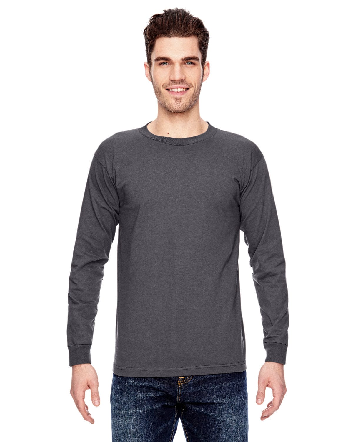 Bayside T-Shirts S / Charcoal Bayside BA6100: Adult 6.1 oz., 100% Cotton Long Sleeve T-Shirt