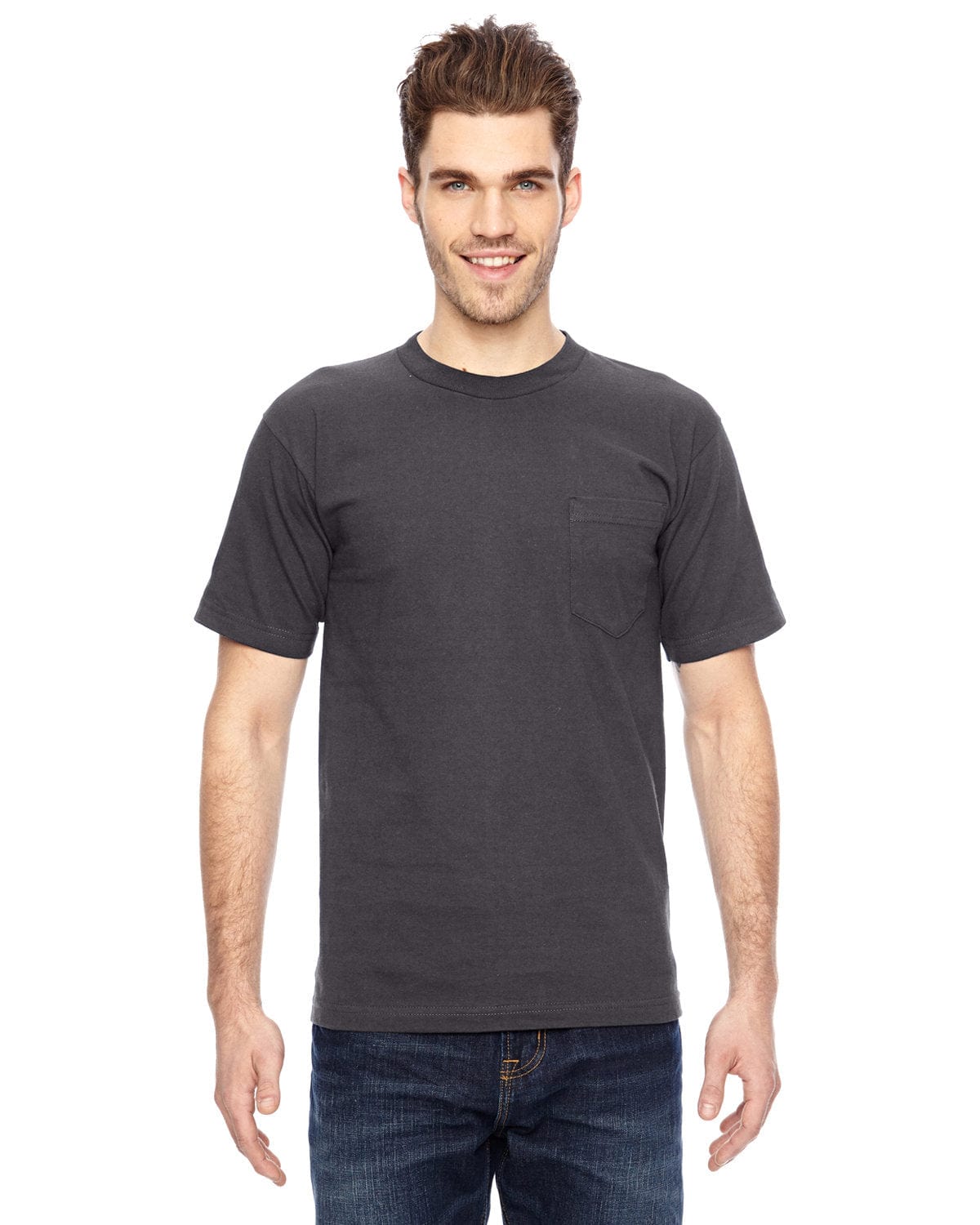 Bayside T-Shirts S / Charcoal Bayside BA7100: Adult 6.1 oz., 100% Cotton Pocket T-Shirt