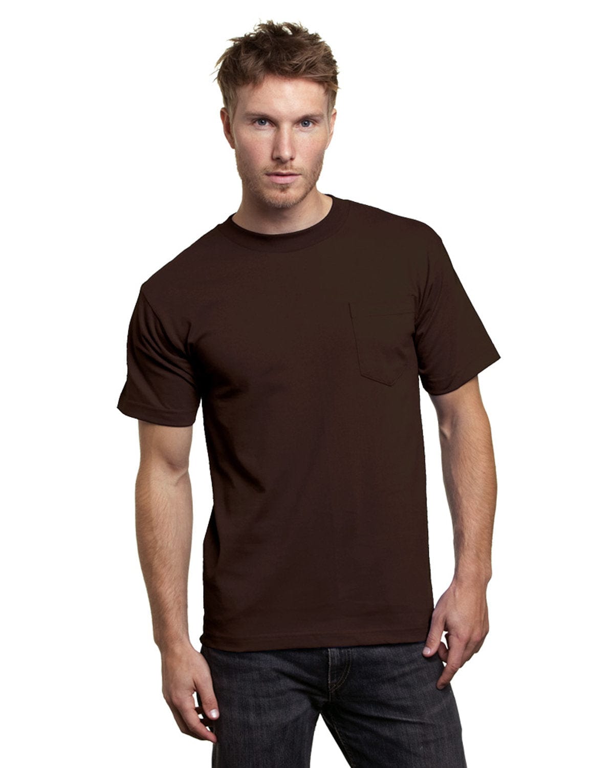 Bayside T-Shirts S / Chocolate Bayside BA7100: Adult 6.1 oz., 100% Cotton Pocket T-Shirt