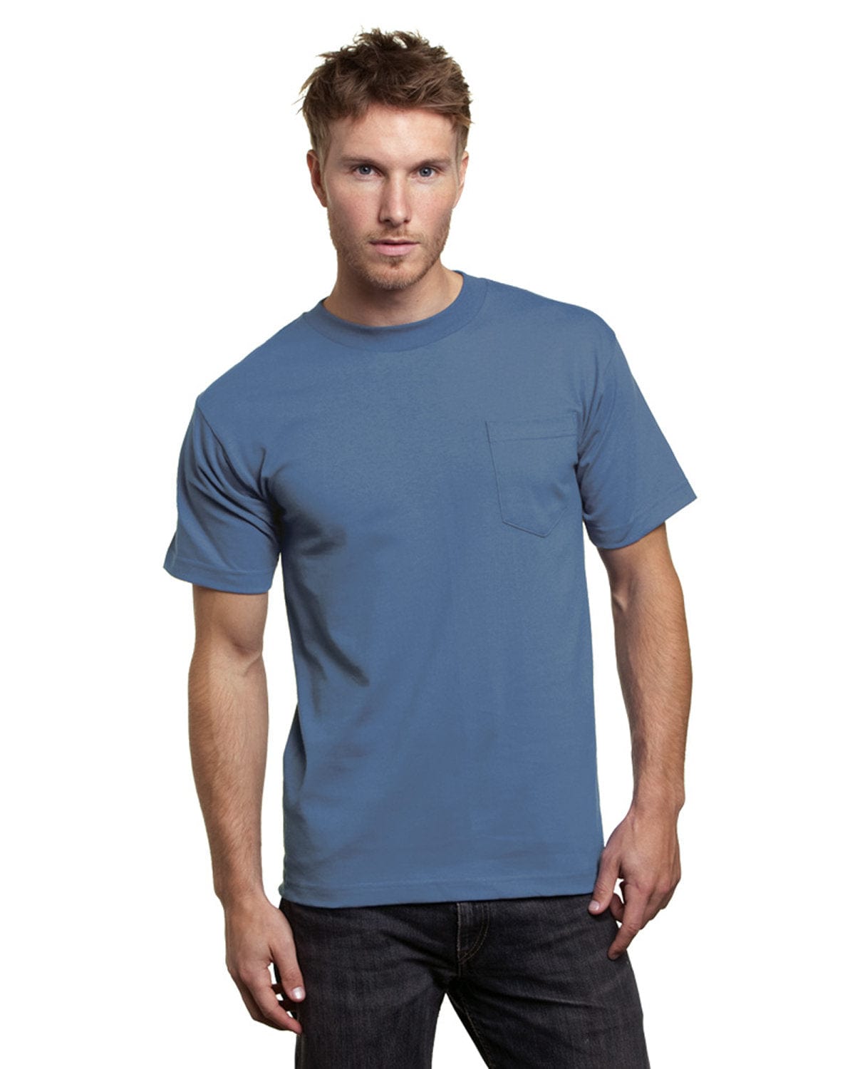 Bayside T-Shirts S / Denim Bayside BA7100: Adult 6.1 oz., 100% Cotton Pocket T-Shirt