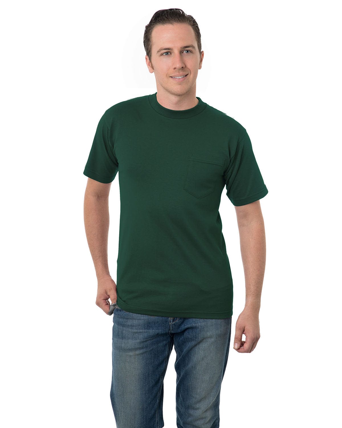 Bayside T-Shirts S / Forest Green Bayside BA3015: Adult 6.1 oz., Cotton Pocket T-Shirt