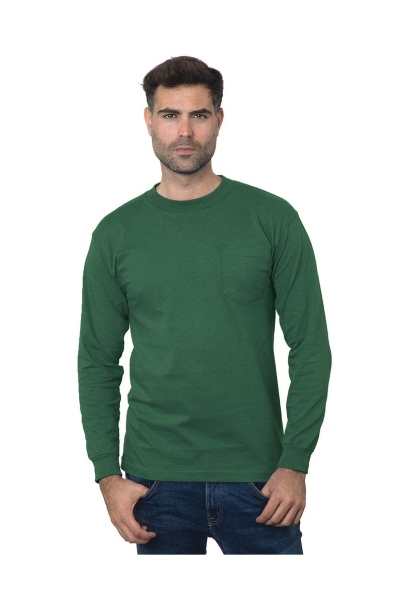 Bayside T-Shirts S / Forest Green Bayside BA3055: Unisex Union-Made Long-Sleeve Pocket Crew T-Shirt