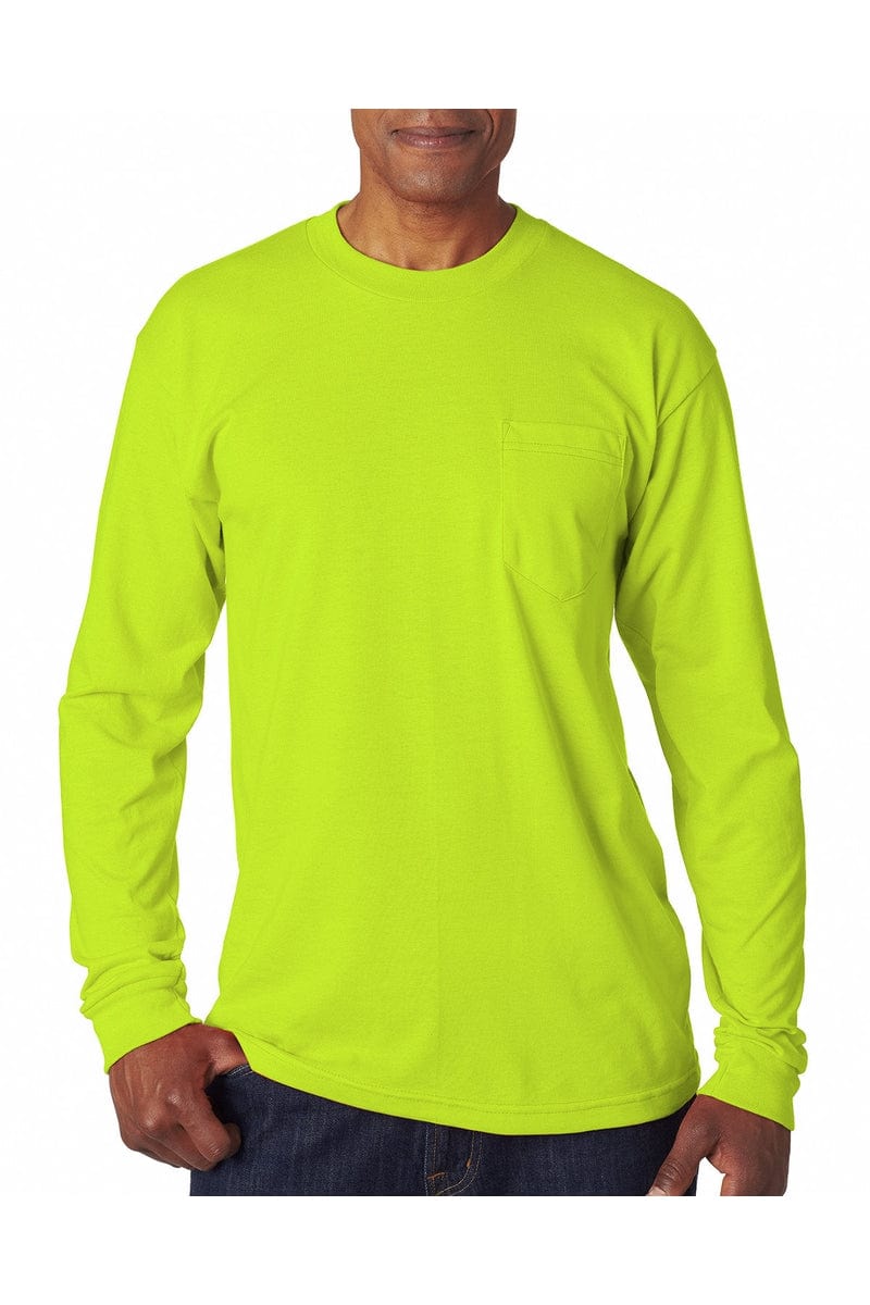 Bayside T-Shirts S / Lime Green Bayside BA1730: Adult Long-Sleeve T-Shirt with Pocket