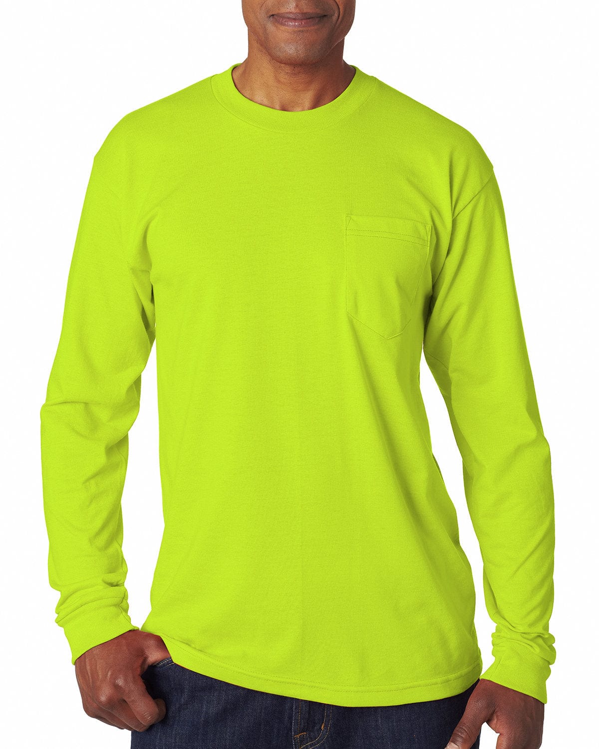 Bayside T-Shirts S / Lime Green Bayside BA1730: Adult Long-Sleeve T-Shirt with Pocket