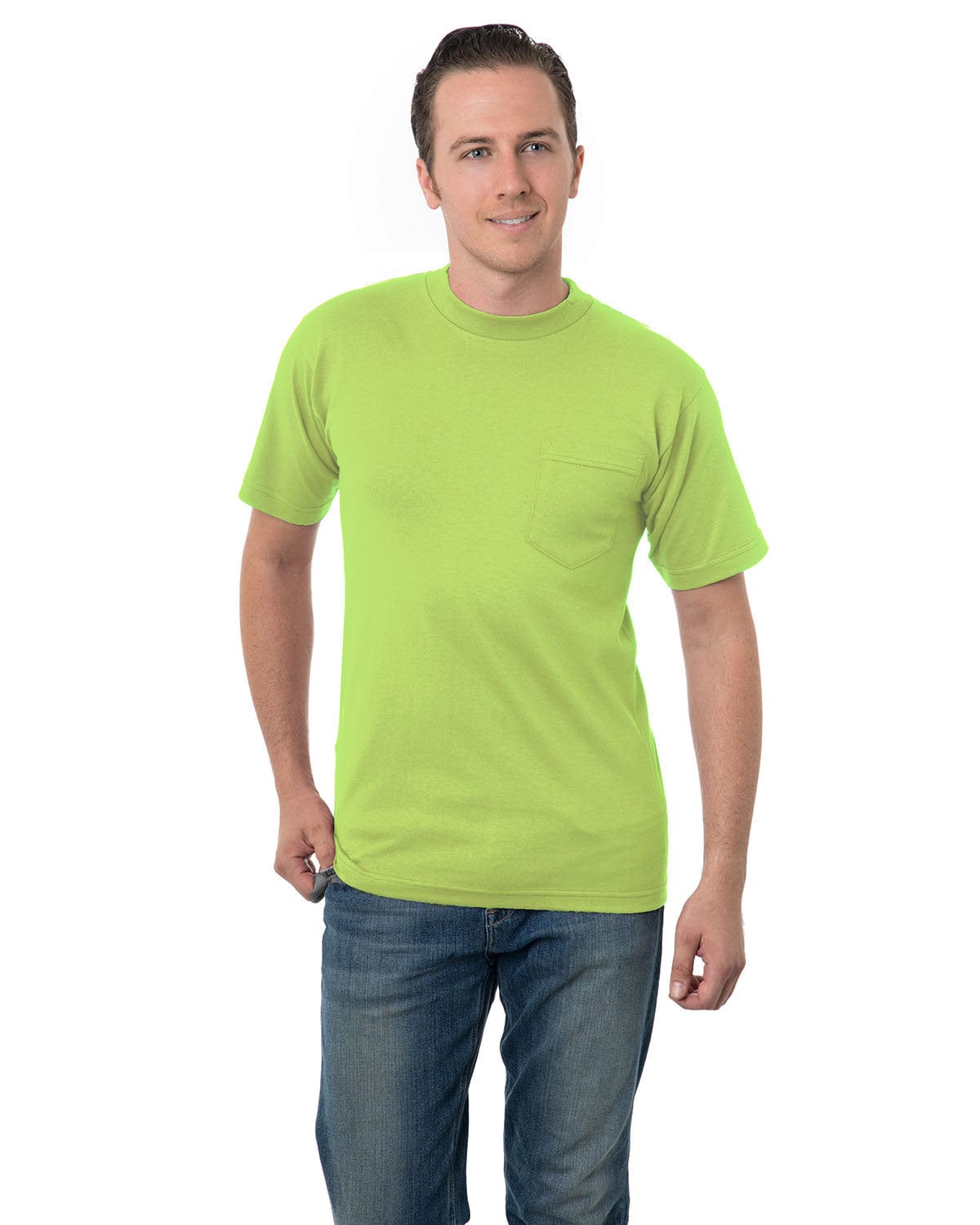 Bayside T-Shirts S / Lime Green Bayside BA3015: Adult 6.1 oz., Cotton Pocket T-Shirt