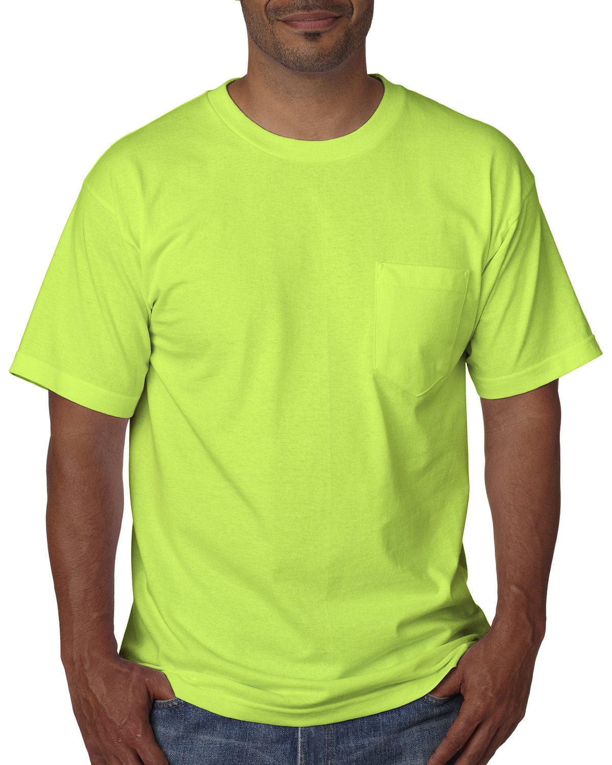 Bayside T-Shirts S / Lime Green Bayside BA5070: Adult Short-Sleeve T-Shirt with Pocket
