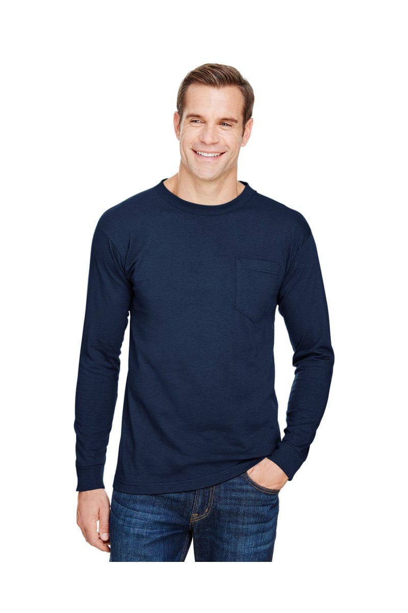 Bayside T-Shirts S / Navy Bayside BA3055: Unisex Union-Made Long-Sleeve Pocket Crew T-Shirt