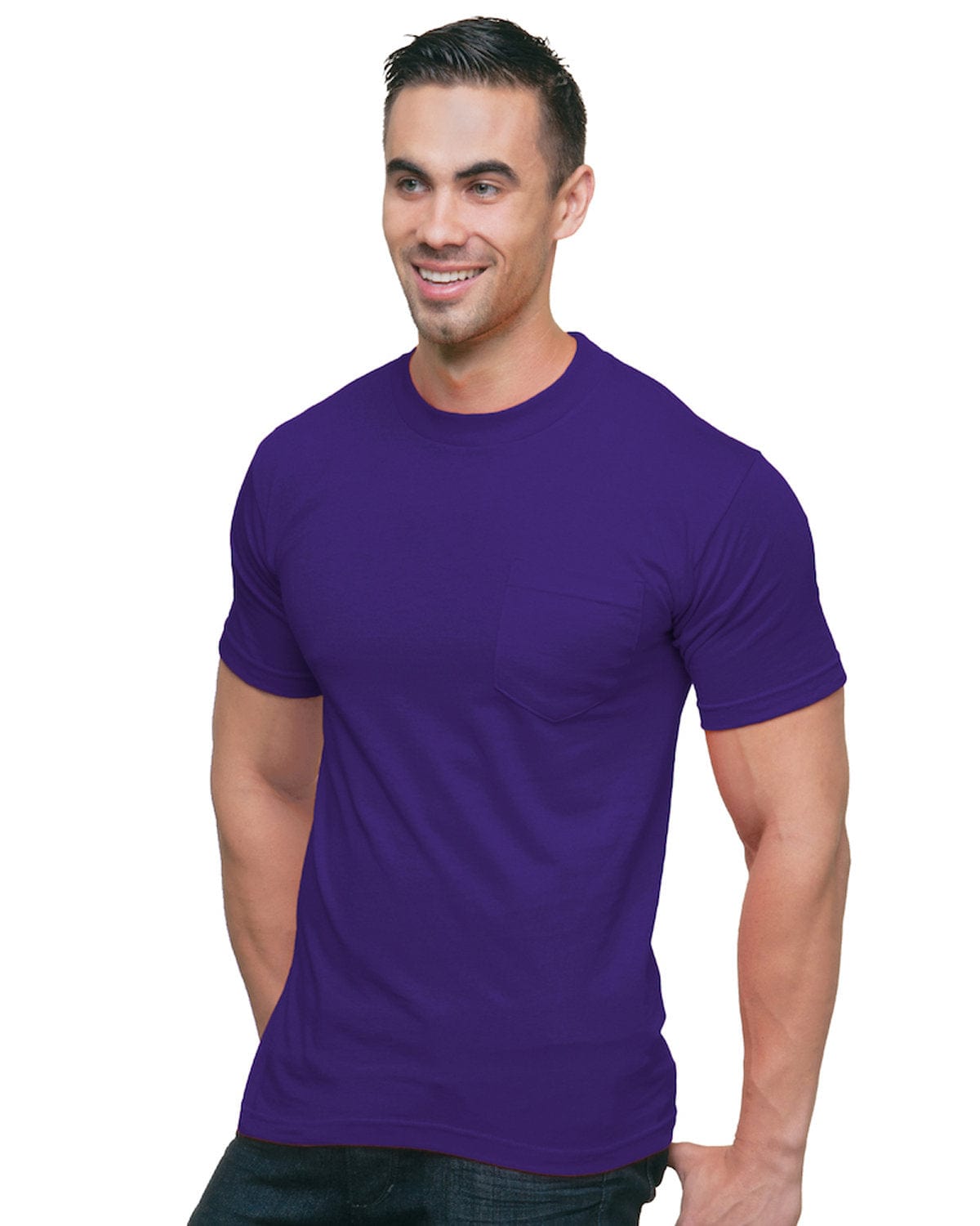 Bayside T-Shirts S / Purple Bayside BA3015: Adult 6.1 oz., Cotton Pocket T-Shirt