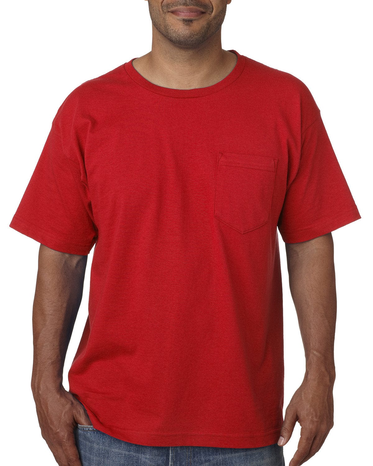 Bayside T-Shirts S / Red Bayside BA5070: Adult Short-Sleeve T-Shirt with Pocket