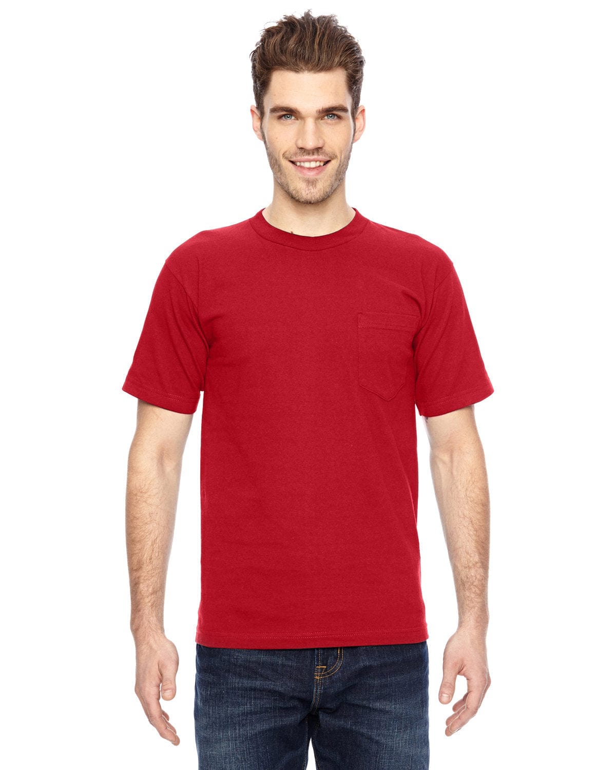 Bayside T-Shirts S / Red Bayside BA7100: Adult 6.1 oz., 100% Cotton Pocket T-Shirt