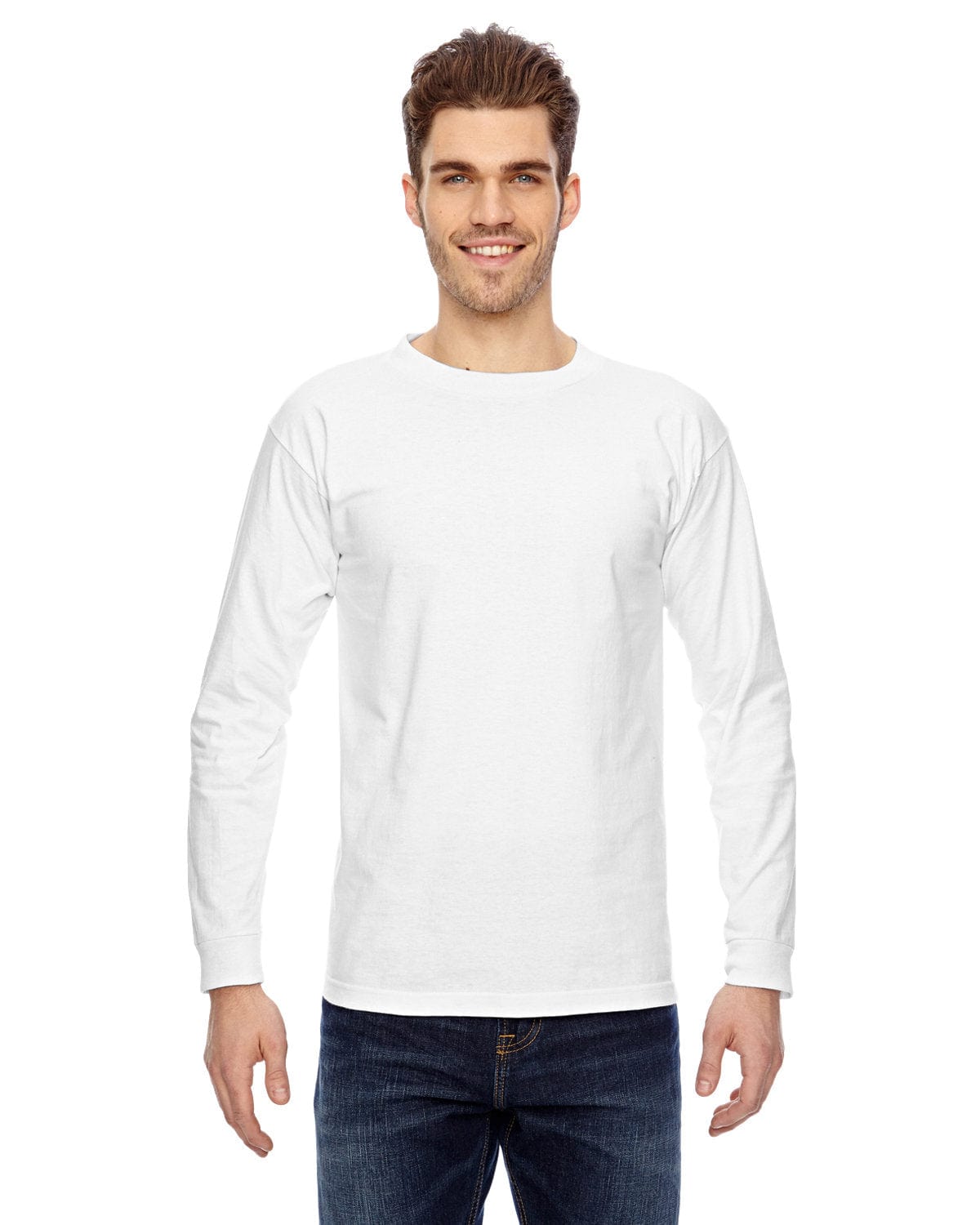 Bayside T-Shirts S / White Bayside BA6100: Adult 6.1 oz., 100% Cotton Long Sleeve T-Shirt