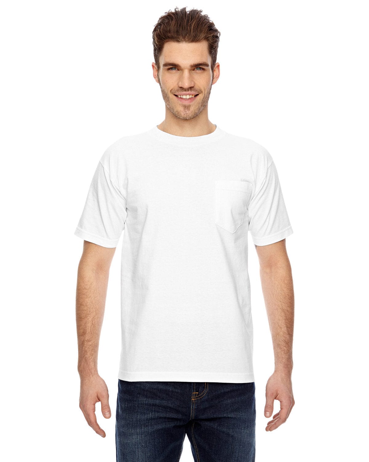 Bayside T-Shirts S / White Bayside BA7100: Adult 6.1 oz., 100% Cotton Pocket T-Shirt