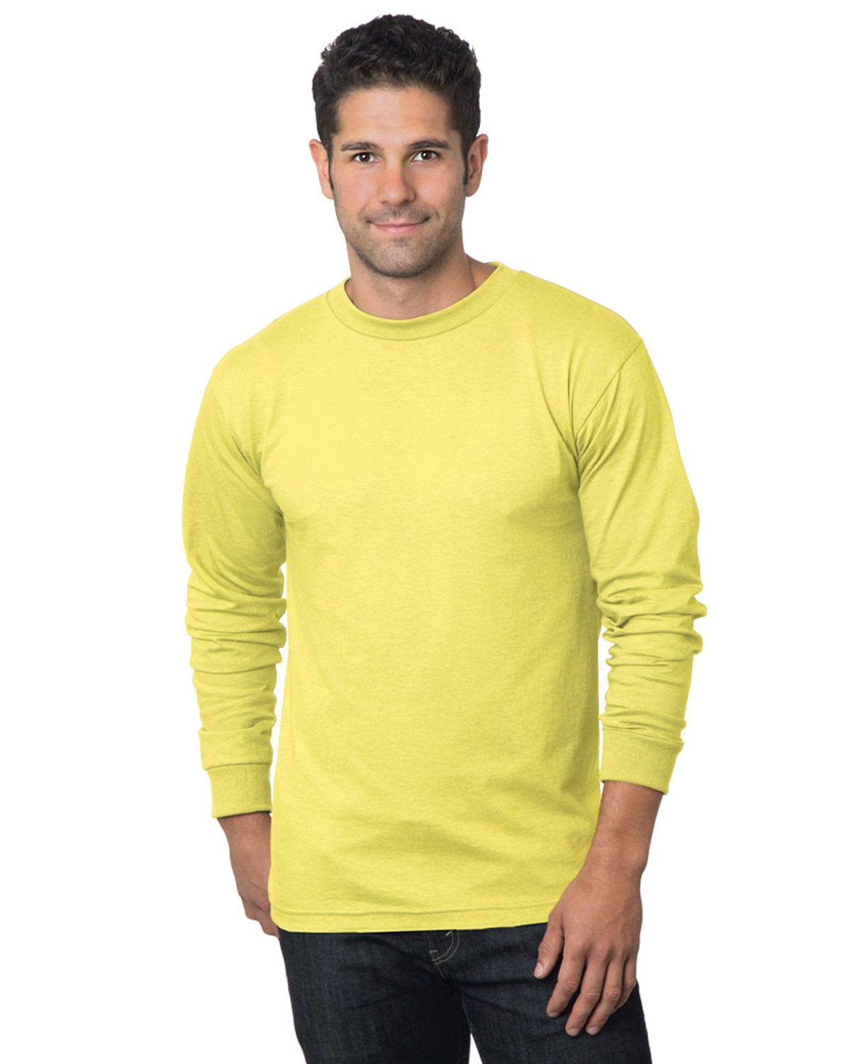 Bayside T-Shirts S / Yellow Bayside BA6100: Adult 6.1 oz., 100% Cotton Long Sleeve T-Shirt