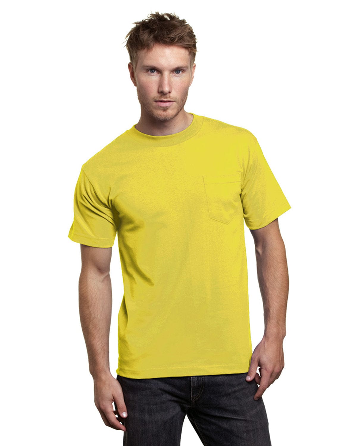 Bayside T-Shirts S / Yellow Bayside BA7100: Adult 6.1 oz., 100% Cotton Pocket T-Shirt