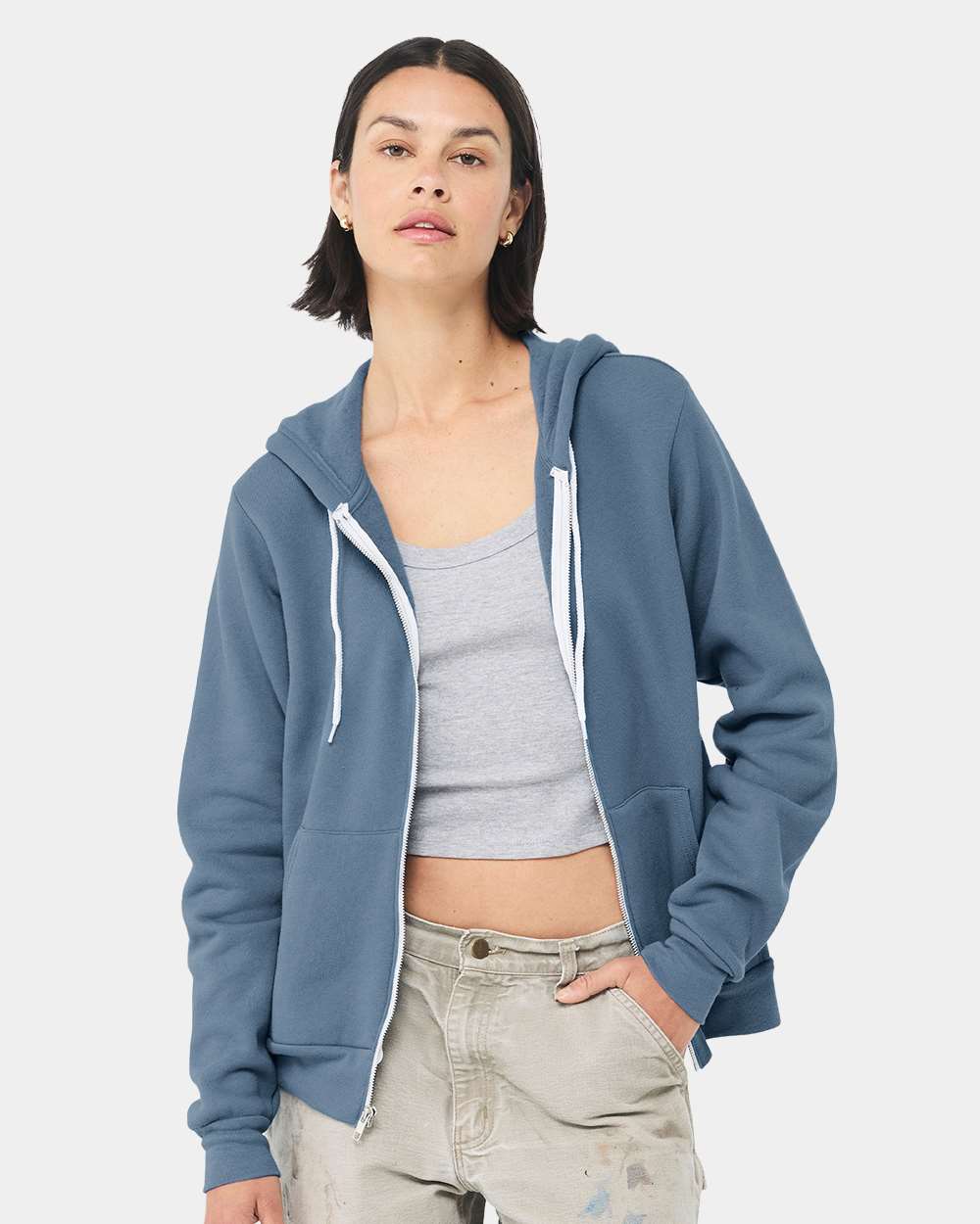 BELLA + CANVAS Fleece - Premium - Hood XS / Steel Blue BELLA + CANVAS 3739 Unisex Sponge Fleece Full-Zip Hoodie Sweatshirt