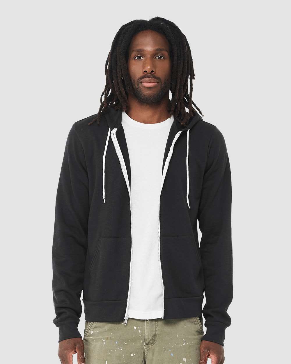 BELLA + CANVAS Fleece - Premium - Hood XS / Vintage Black BELLA + CANVAS 3739 Unisex Sponge Fleece Full-Zip Hoodie Sweatshirt