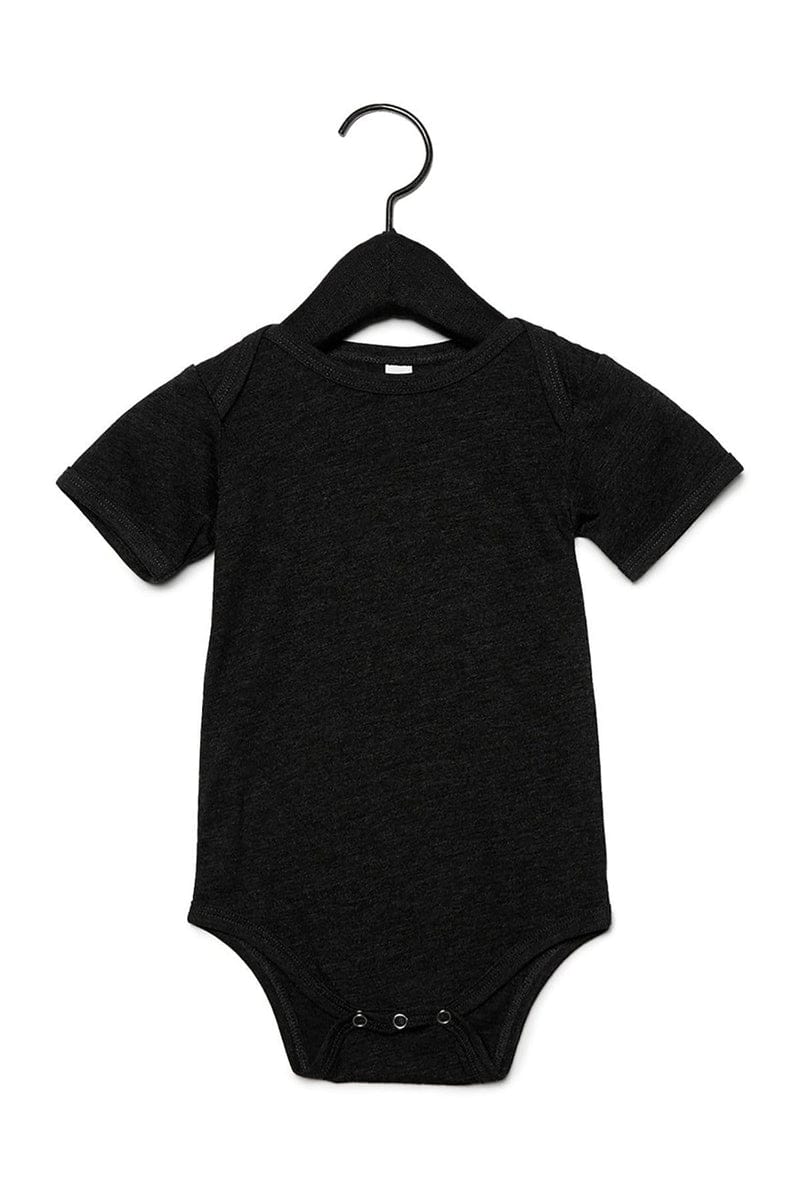 Bella Canvas Infant/Toddler 3-6MOS / Char Black Trib Bella + Canvas 134B: Infant Triblend Short Sleeve One-Piece