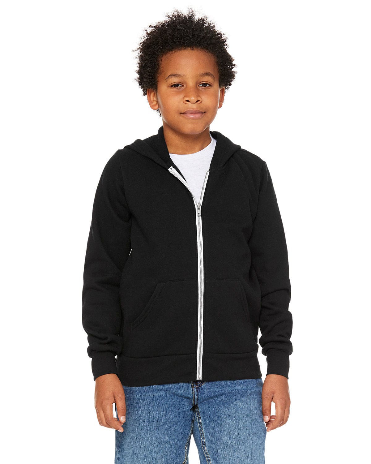 Bella Canvas Sweatshirts/Fleece Bella+Canvas 3739Y: Youth Sponge Fleece Full-Zip Hooded Sweatshirt