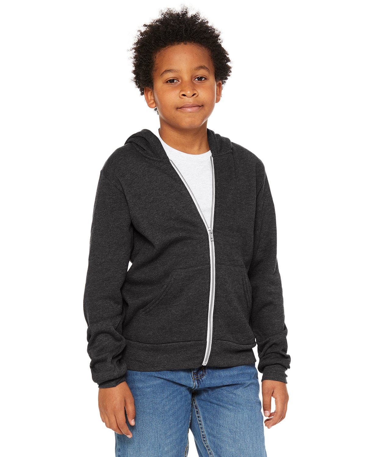 Bella Canvas Sweatshirts/Fleece Bella+Canvas 3739Y: Youth Sponge Fleece Full-Zip Hooded Sweatshirt
