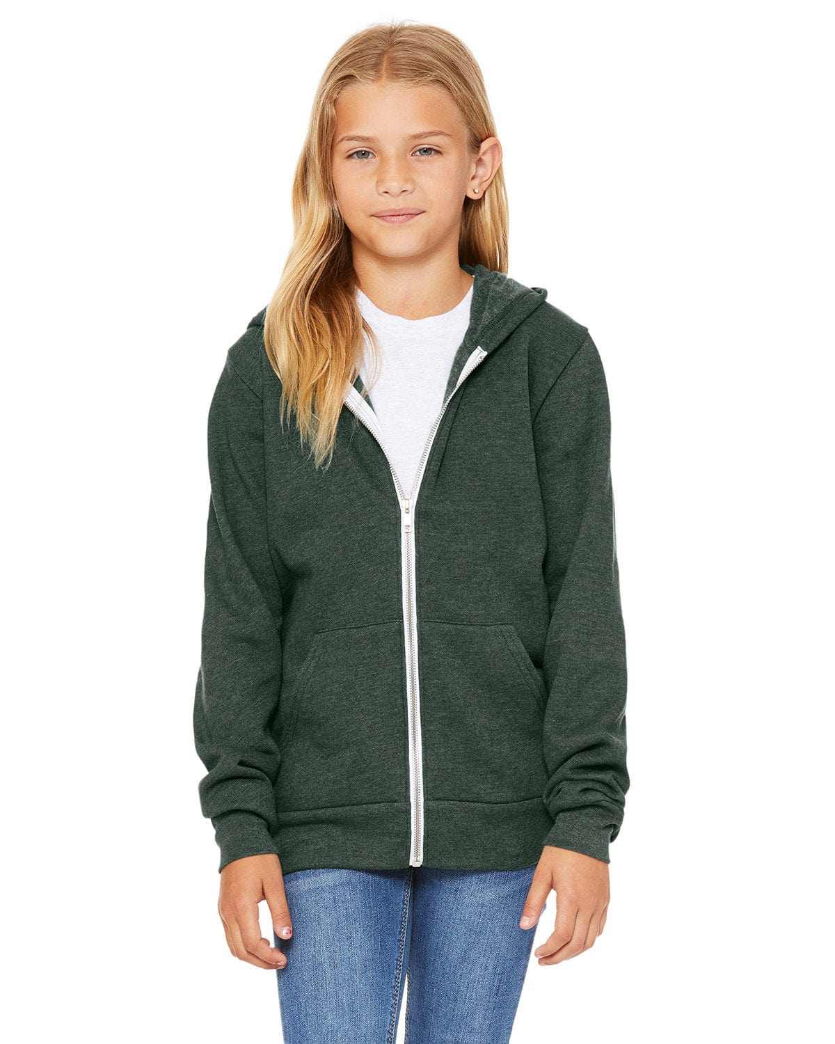 Bella Canvas Sweatshirts/Fleece Bella+Canvas 3739Y: Youth Sponge Fleece Full-Zip Hooded Sweatshirt