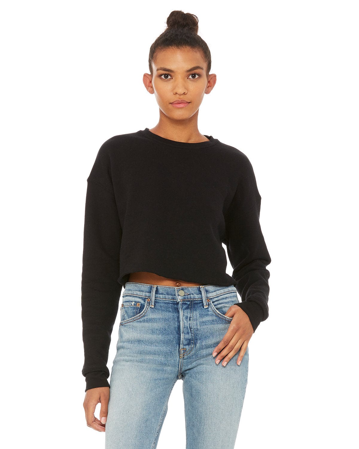 Bella Canvas Sweatshirts/Fleece S / Black Bella+Canvas B7503: Ladies' Cropped Fleece Crew