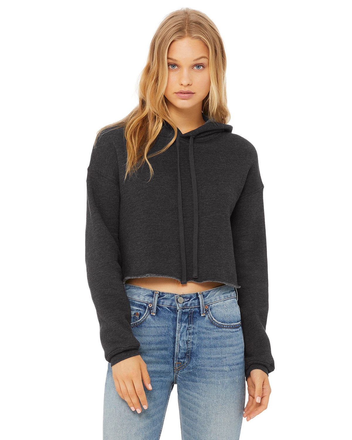Bella Canvas Sweatshirts/Fleece S / Dark Gry Heather Bella + Canvas B7502: Cropped Sweatshirt