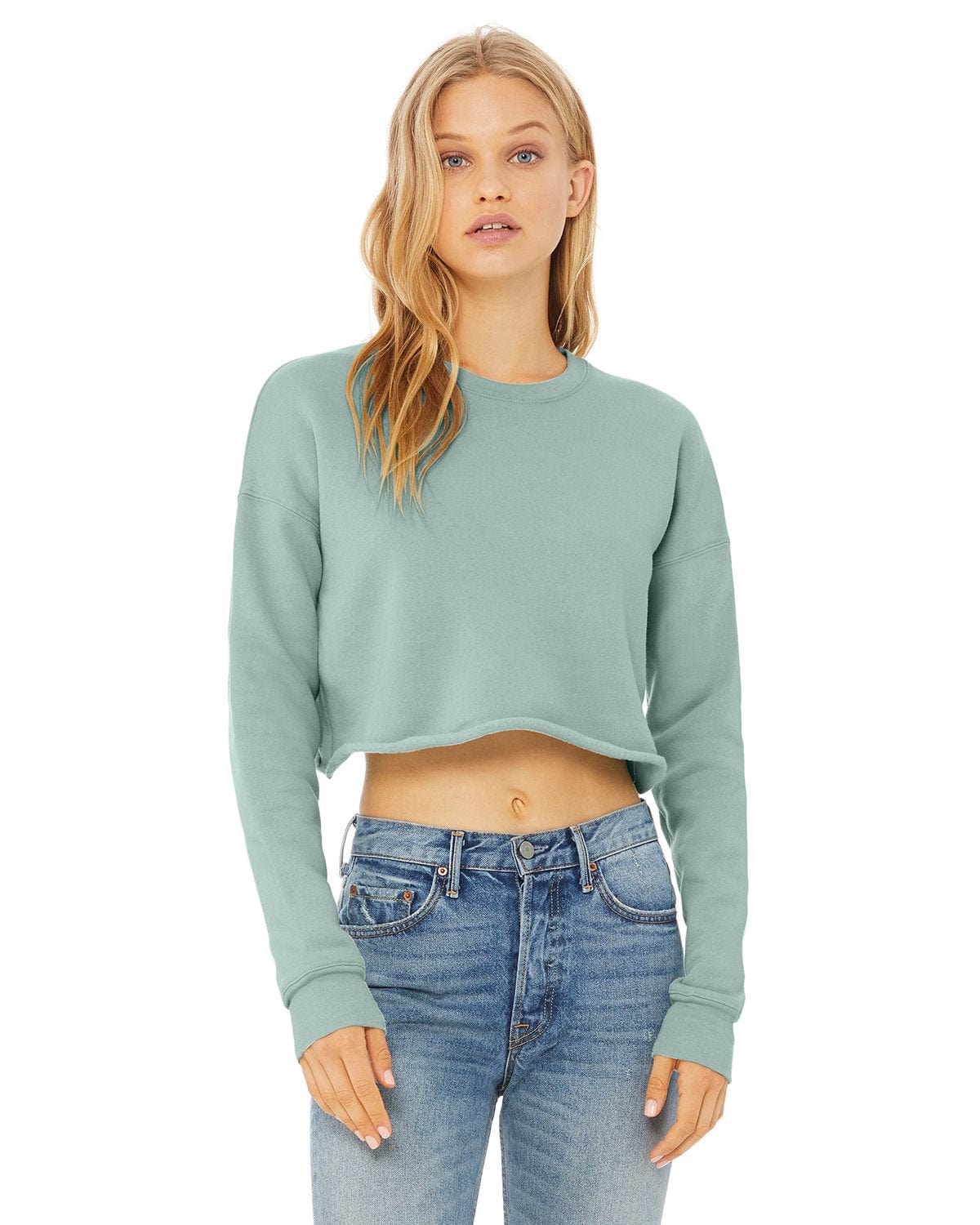 Bella Canvas Sweatshirts/Fleece S / Dusty Blue Bella+Canvas B7503: Ladies' Cropped Fleece Crew