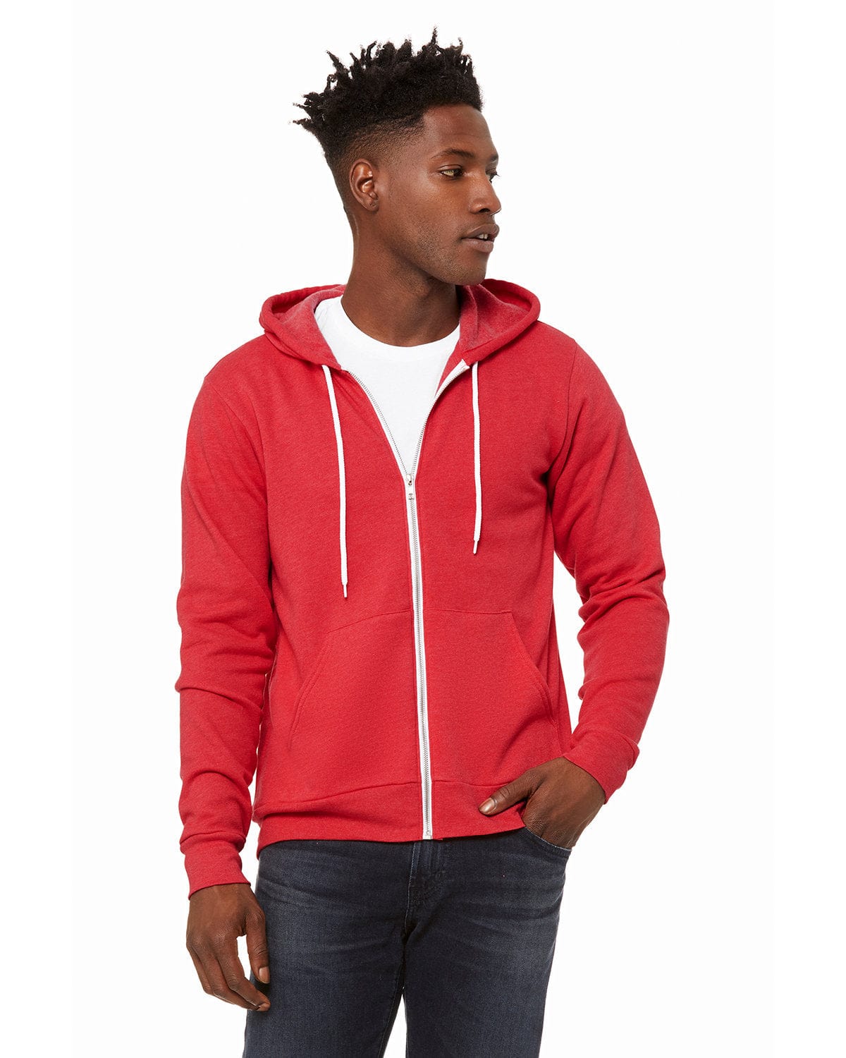 Bella Canvas Sweatshirts/Fleece S / Heather Red Bella+Canvas 3739: Unisex Poly-Cotton Fleece Full-Zip Hooded Sweatshirt