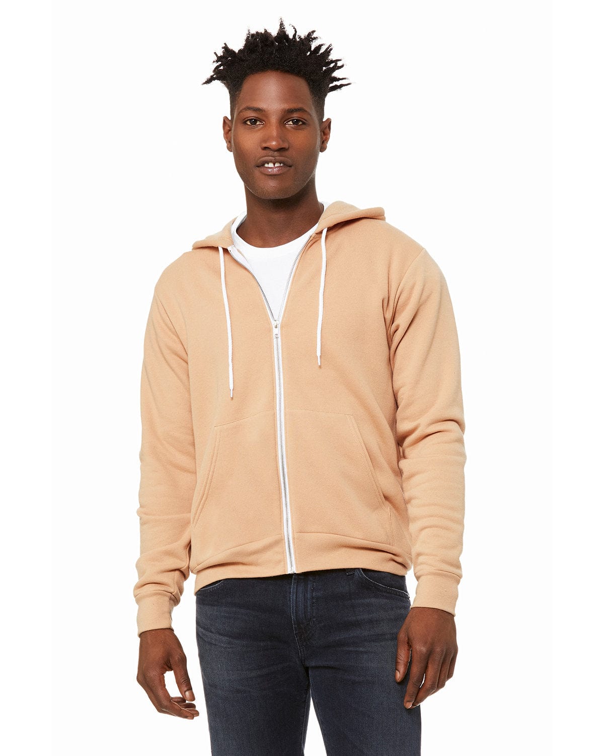 Bella Canvas Sweatshirts/Fleece S / Hthr Sand Dune Bella+Canvas 3739: Unisex Poly-Cotton Fleece Full-Zip Hooded Sweatshirt