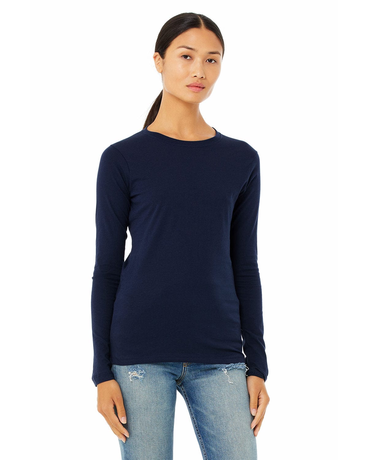 Bella Canvas Sweatshirts/Fleece S / Navy Bella + Canvas B6500: Ladies' Jersey Long Sleeve T-Shirt
